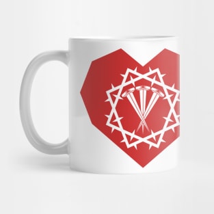 Crown of thorns and crucifixion nails inside the heart Mug